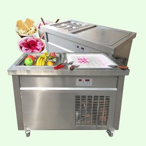Livraison gratuite à la porte Équipement de cuisine etl CE Single Square Pan Fried Machine de rouleau de crème glacée instantanée avec 6 réservoirs de refroidissement