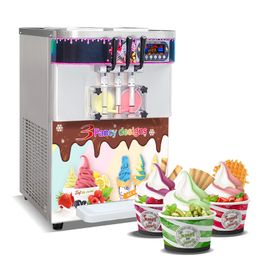 Gratis verzending naar de deur VS 3 smaken desktop softijs machine aanrecht yoghurtijsmachine