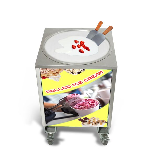 Envío gratis Single 50 cm Pan Equipo de cocina Thai Thai Fried Ice Cream Machine Snack Food Equipment