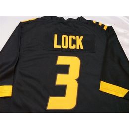 Gratis verzending 2324 ZWART Missouri Tigers #3 Drew Lock echte volledige borduurwerk College Jersey maat S-4XL of aangepaste naam of nummer jersey