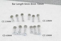 Livraison gratuite LOT50pcs 16g bijoux de corps Piercing brillant rond CZ lèvre Labret anneau oreille Helix barre argent 240110