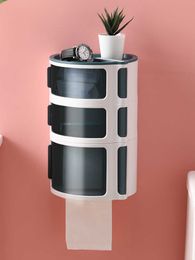 Gratis stapellagen schuif raam wandmontage waterdichte badkamer toilet weefsel papier houder rack cosmetica bureaublad opbergdoos 210709