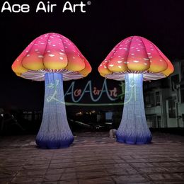 Champignon gonflable géant à LED autoportant, modèle de plante tordue droite, décoration de fête en plein air avec matériel d'impression complet 240116