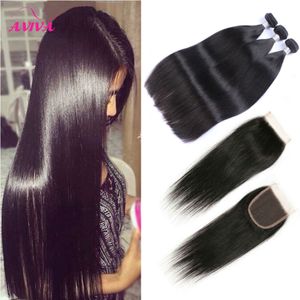 9A Kantsluiting met Braziliaanse Virgin Haar Weave Bundels Onverwerkte Peruaanse Maleisische Indiase Cambodjaanse rechte Remy Human Hair Extensions