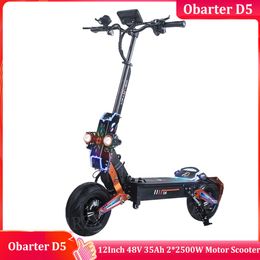 VS LOKALE Stock EU Stock Obarter D5 48V 35AH Dual Motor 5000W Rated Power Top Snelheid 70 km/u krachtige volwassen 12 -inch elektrische scooter