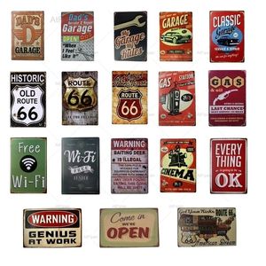 Gratis wifi tin bord poster dads garage decor route 66 bord vintage reparatie gereedschap metalen borden home decor vintage tinnen borden pub club decor gepersonaliseerd kunstdecor 30x20cm w01