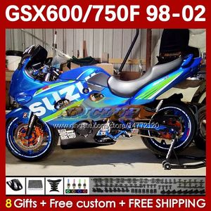 Body for suzuki gsxf750 gsxf600 katana gsxf 600 750 cc 600cc 750cc 1998 1999 2000 2001 2002 169No.132 gsx750f gsxf-600 gsxf-750 gsx600f 98 99 00 01 02 faire bleu factory factory factory bleu faire factory blue factory blue factory fon