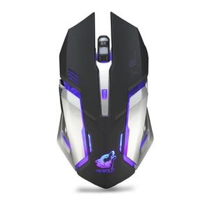 Gratis Wolf X7 Draadloze Gaming Muis 7 Kleuren LED-achtergrondverlichting 2.4GHZ Optische Gaming Muizen voor Windows XP / Vista / 7/8 / 10 / OSX