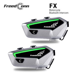Freedconn FX-intercomunicador para motocicleta, casco con auriculares, Bluetooth, FM, 2000M, sistema de comunicación para compartir música, 10 conductores
