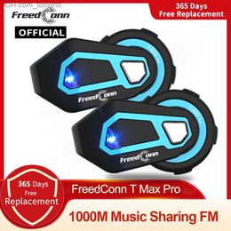 Freedconn T Max Pro Moto Interphone Bluetooth Casque Casque 6 Riders BT 5.0 1200M FM Moteur Interphone Communicateur Écouteur Q230830