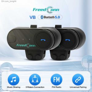 Freedconn TCOM VB Interphone casque de moto casque Bluetooth 2 en 1 microphone haut-parleur stéréo qualité sonore Interphone Radio FM Q230830