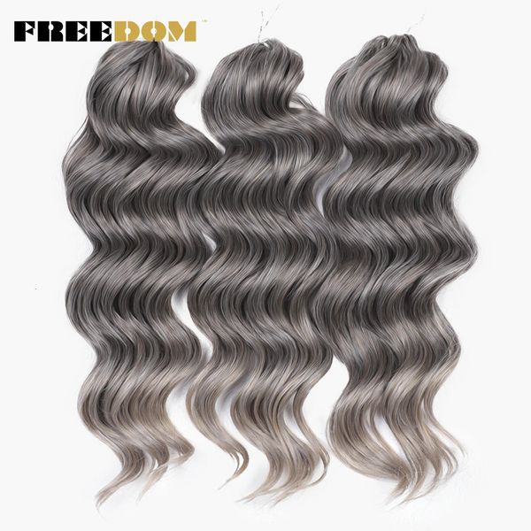 Libertad sintético Twist rizado profundo cabello de crochet de 16 pulgadas trenzas de ola de profundidad ombre suave marrón rubio extensiones de cabello 240506