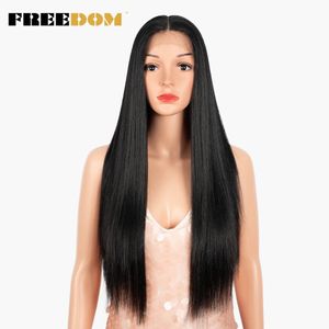 FREEDOM – perruque Lace Front Wig synthétique de 28 pouces, cheveux longs et lisses, perruques Lace Front Wig blondes douces pour femmes noires, perruques de Cosplay 240111