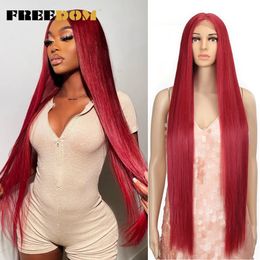 Freedom Synthetic Lace Wig 38 pouces Deep Part Long Long Wig ombre Pink Cosplay Wigs Synthetic Lace Front Wigs for Black Women 240402