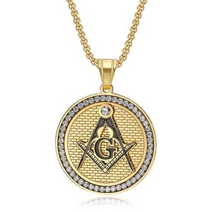 Freemason business signet cadena masónica colgantes moneda redonda AG emblema alto grado calidad libre mason charm collar joyería hombres acero inoxidable oro plata