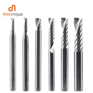 Libera 1 pieza AAAAA fresa en espiral de una sola flauta 3.175 vástago de aluminio fresa CNC broca de grabado 3D para carpintería corte acrílico ACM