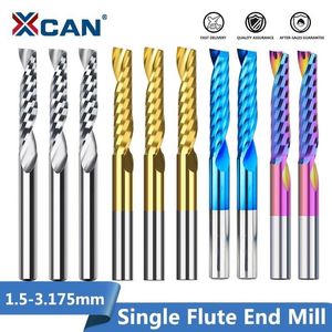 Bevrijdt XCAN End Mills 10 stks 2x8mm 3.175 schacht Enkele Fluit Spiraal Frezen voor Cut Hout/Plastic 1 Fluit CNC Frees