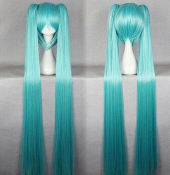 FREESHI PPING+ ++ Peluca larga de cola de caballo azul Cosplay Vocaloid Miku Lolita Anime