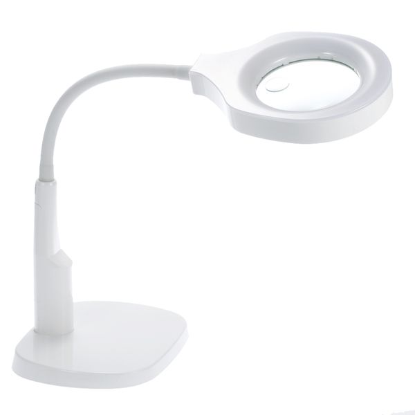 Freeshiping 2 en 1 lupa iluminada y lámpara de escritorio Herramienta de lupa manos libres práctica flexible con abrazadera C y soporte de base gafas con lupa