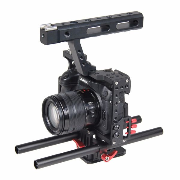 Freeshiping Pro Aluminium DSLR Camera Video Cage Rig para Panasonic GH4 Sony Alpha A7 Series Fit se adapta a A7 A7II A7S A7SII A7R II Cámaras digitales