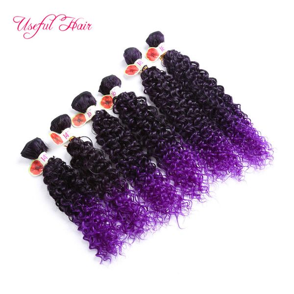 Freetress cabello TRAMA onda profunda nuevo JC color de cabello sintético 27 Extensiones de rizo Jerry trenzas de crochet púrpura tejidos de cabello sintético al por mayor