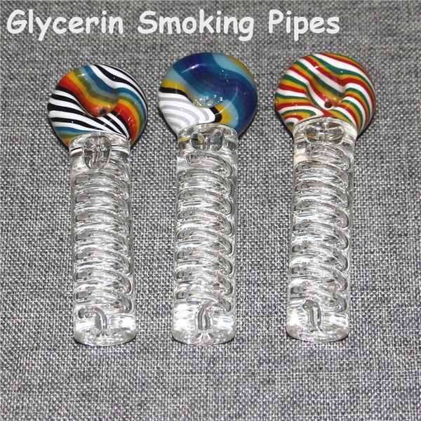 Congelable glycérine bobine verre fumer tuyau brûleur à mazout tuyaux Dab Rigs cuillère pipe à tabac