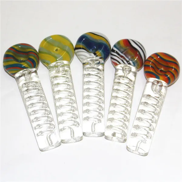 Bobina de glicerina congelable pyrex quemador tuberías cucharas de vidrio pipa de vidrio para fumar tubacco hierba seca para silicona bong vaso burbujeador