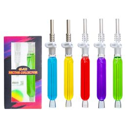 Paille de Dab de glycérine congelable avec accessoire de fumée de pointe en acier inoxydable de quartz collecteur de nectar en verre commun de 14mm plate-forme pétrolière de pipe