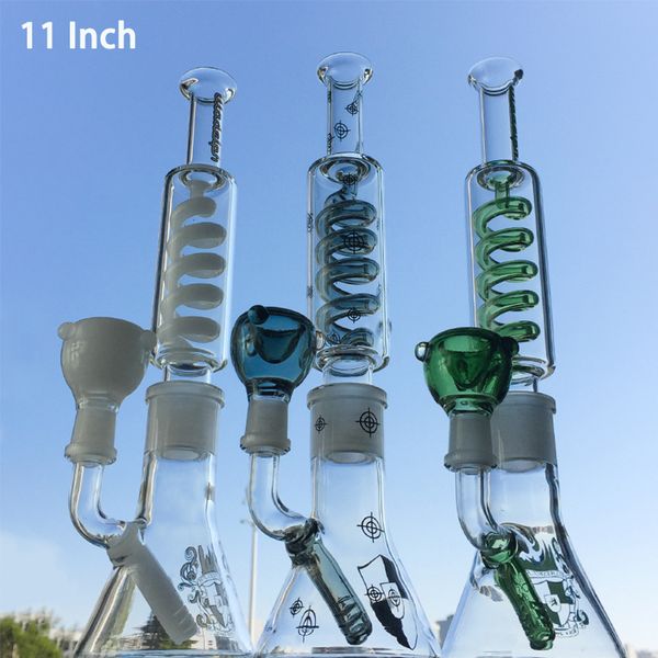 Hookahs congelables Bobina de condensador Bongs de vidrio Construya un Bong Oil Dab Rigs Beaker Bongs 14 mm Tuberías de agua conjuntas macho Difundido Downstem 3 mm de espesor
