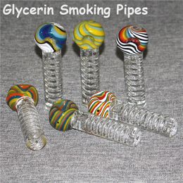 Pipes à fumer congelables tube de brûleur à mazout en verre pyrex transparent à la glycérine brûlant de grands tubes bouts d'ongles