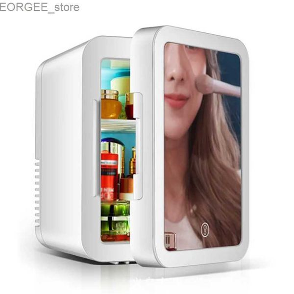Freezer 8L Refrigerante de refrigerador portátil Refrigerador de maquillaje para el hogar y automotriz de doble propósito Portable Cuidado de la piel Refrigerante Espejo digital LED Y24040