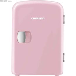 Freiner Mini Portable Pink Personal Refrigerator Collère ou chaleur fournit un stockage compact pour les produits de soins de la peau ou 6 canettes de 12 oz en 4L Y240407