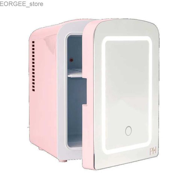 Puerta de espejo de refrigerador de mini refrigerador de congelador y belleza personal con luz rosa de 4 litros y240407 de 4 litros