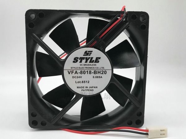 Ventilador de estilo libre de carga 8020 vfa-8018-bh20 24V 0.085A ventilador de refrigeración de chasis de dos cables de 8 cm