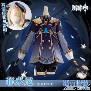 Freminet Cosplay Costume Anime jeu Genshin Impact Fontaine Freminet perruque Vision noeud papillon chapeau uniforme tenues Halloween Costumecosplay