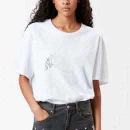Francês 23 Verão Isabel Marants Designer Camiseta Nova Moda Imprimir Carta Camisas Retas Casual Versátil Pulôver Top Mulheres Manga Curta T-shirt