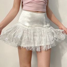 Estilo de ballet francés Sexy Mesh Patchwork Skirt Tie Street Aline Fairy Dress Women Woman Woman 240516