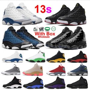 Chaussures de basket-ball bleu français 13s avec boîte Playoffs 13 Casquette et robe Black Flint Brave Black Cat Bred Chicago Men Shoe Singles Day Diablo Navy He Got Game Obsidian