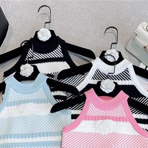 Franse merkontwerper dames truien breien vest ronde nek borduurbrief 2c truien pullover tops modeontwerp mouwloos gebreide kanaal yoga sportvest