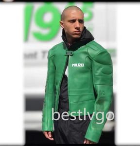 Franse merk Fashion Men's Designer Green Black Nieuwe Spring Men Woman Faux Leather Jacket Vintage Short Rapel Zipper Coats Fashion Streetwear Tops