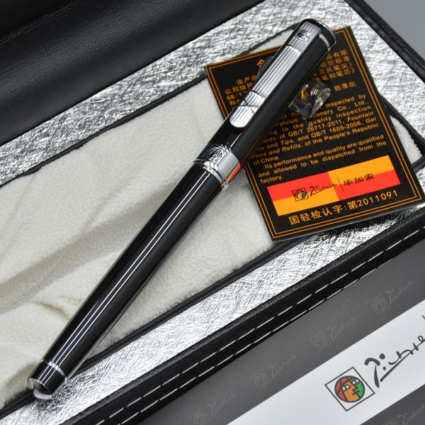 Marque française Picasso 902 bouchon de sculpture noir et doré stylo plume classique avec fournitures de bureau d'affaires de luxe écriture cadeau stylo encres lisses