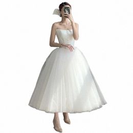 Franse Bruid Bruiloft Dr Elegante Sexy Witte Strapl Baljurk Avond Prom Dres voor Vrouwen Formele Graduati Party vestido k1An #