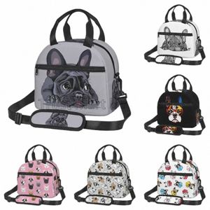 Franse Bulldog Art Thermal Lunch Bag Funny Bento Tote Tassen voor volwassenen Kinderen draagbare geïsoleerde lunchbox voor Picnic Work School X3BB#