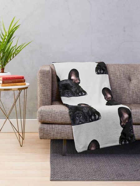 Bulldog bulldog noir chiot chien jet couverture sieste couverture de flanelle tissu polyvalent