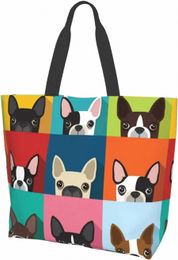 Bouledogue français mignon Fi épaule sac fourre-tout sac à main poignée supérieure sacoche sac à main pour les femmes travail école voyage boutique Casual d5rx #