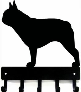 Bouledogue français - porte-clés chien laisse cintre fer Art décoration murale - 9 pouces/6 pouces de large Art mural en métal