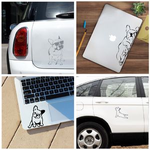 Calcomanías para portátiles de Bulldog Francés para decoración de Apple MacBook Air / Pro, pegatina de vinilo con silueta de perro divertido, decoración de ventana de coche