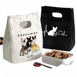 Bouledogue français imprimer sac à lunch portable nouvelle boîte isotherme thermique fourre-tout refroidisseur sac à main bento pochette dîner école sac de rangement des aliments V5Zu #