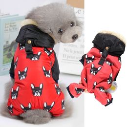 French Bulldog Terrier Print Golden Retriever Dog Dessen Puppy's Kostuums Winter Kleine grote dieren Hoodie Jacket Overalls Pet Y200330