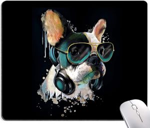 Bouledogue français aquarelle Portrait casque écoute tapis de souris étanche antidérapant Base en caoutchouc tapis de souris pour ordinateur portable de bureau